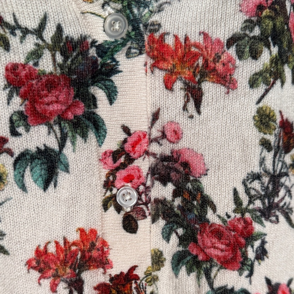 Floral Cashmere Cardigan Sweater - Picture 4 of 7